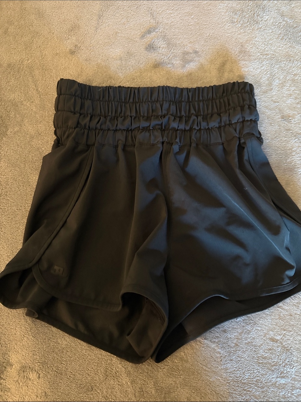 Black High-Rise Dance Shorts with Smocked Waistband